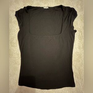 Garage Smooth Open Neck Tee Black Square Neck Top Size S